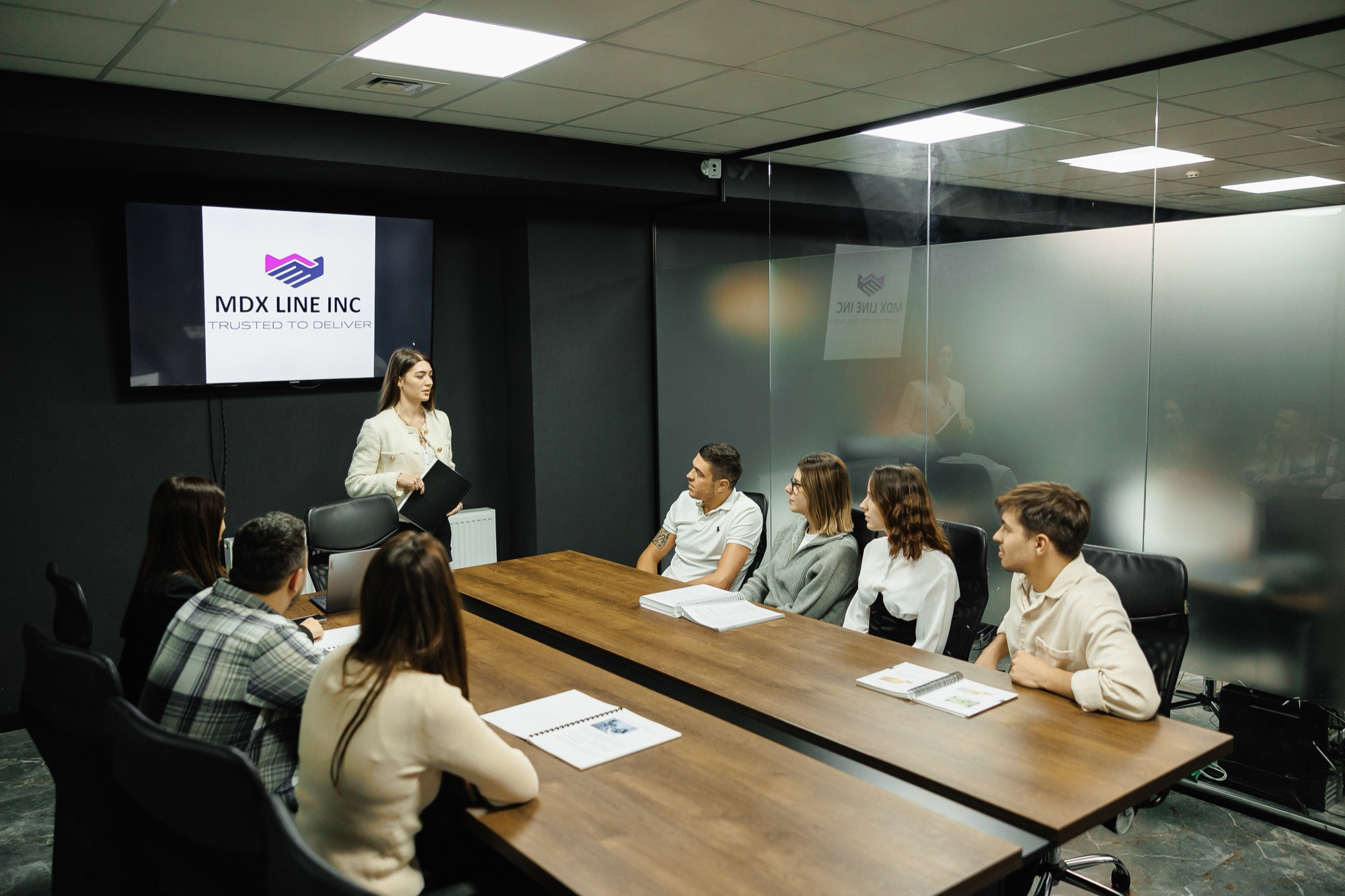 MDX Line team presentation in conference room